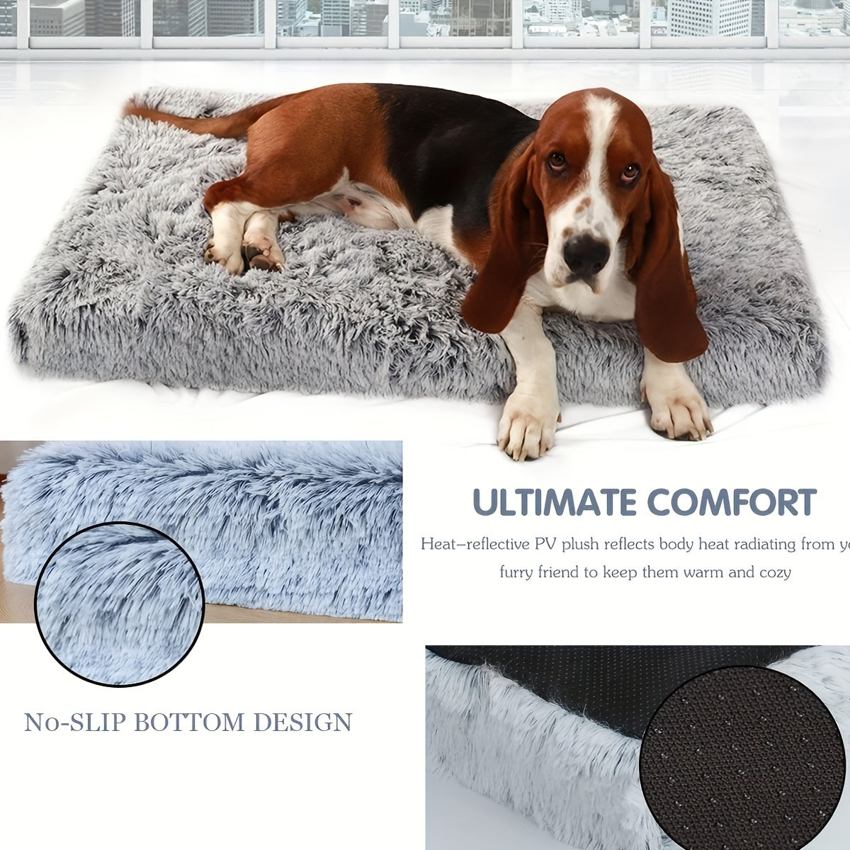 1pc Plush Rectangular Dog Bed, Plush Non-slip Square Dog Bed Cat Mat Pet Bed, Deep Sleep Cat Sofa Dog Sofa Cat Bed Dog Bed Pet Supplies Non-slip Mattress for Large, Medium and Small Dogs and Cats - Comfortable, Dog Mat, Cat M