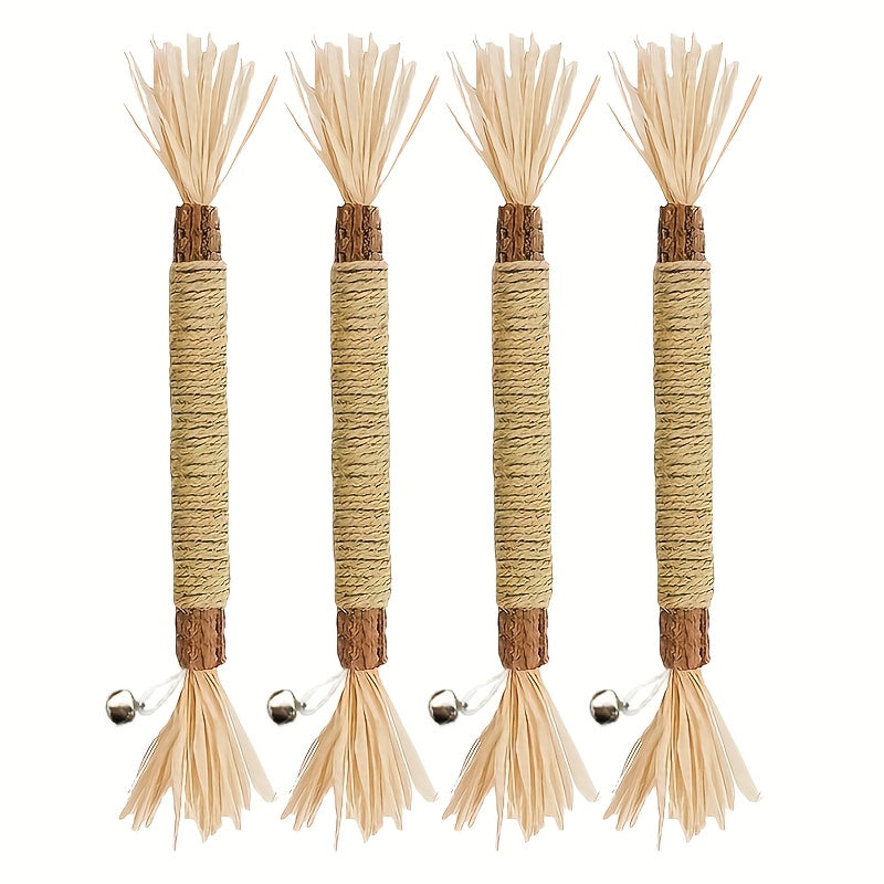 Natural Silvervine 4pcs Durable Chew Toys - Matatabi Dental Care Teeth Cleaning Play Set for Kittens And Cats - Pet Supplies