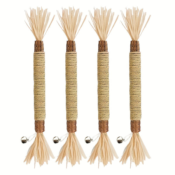 Natural Silvervine 4pcs Durable Chew Toys - Matatabi Dental Care Teeth Cleaning Play Set for Kittens And Cats - Pet Supplies