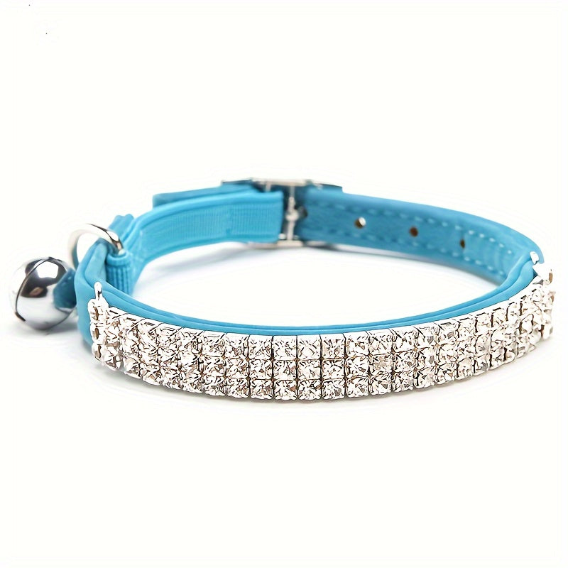 Soft Velvet Cat Collar - Jewelry Turn Drill & Bell, Shiny Neck Collar, Adjustable & Safe Pet Supplies