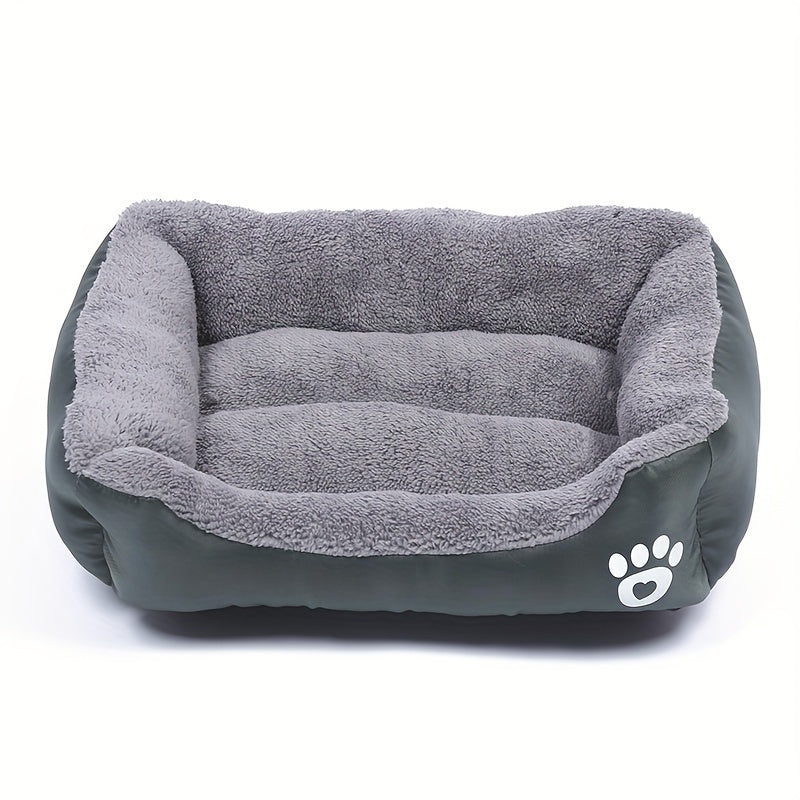 Large, Washable Dog Bed with Paw Print Design - Plush, Rectangular Kennel for Cats, Dogs, and Small Animals - Durable Polyester Fiber, Available in Multiple Colors, Pet Supplies|Plush Dog Bed|Durable Kennel