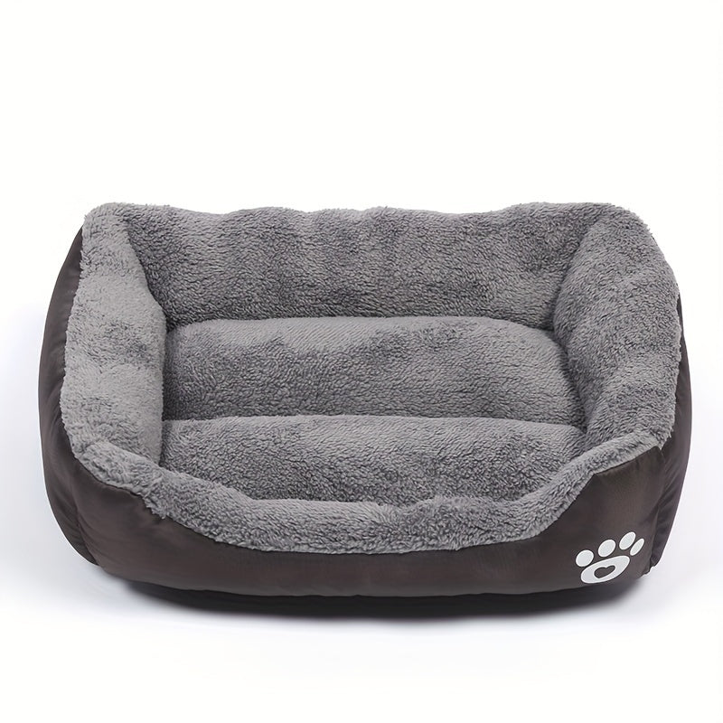 Large, Washable Dog Bed with Paw Print Design - Plush, Rectangular Kennel for Cats, Dogs, and Small Animals - Durable Polyester Fiber, Available in Multiple Colors, Pet Supplies|Plush Dog Bed|Durable Kennel