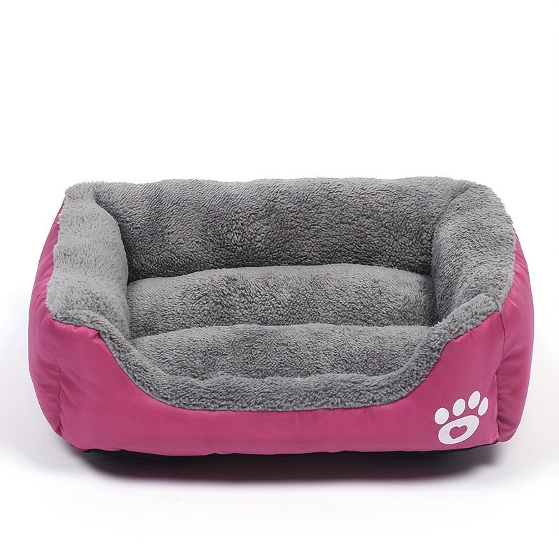 Large, Washable Dog Bed with Paw Print Design - Plush, Rectangular Kennel for Cats, Dogs, and Small Animals - Durable Polyester Fiber, Available in Multiple Colors, Pet Supplies|Plush Dog Bed|Durable Kennel