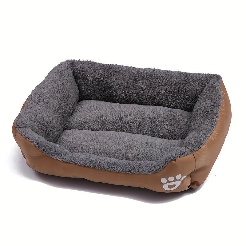 Large, Washable Dog Bed with Paw Print Design - Plush, Rectangular Kennel for Cats, Dogs, and Small Animals - Durable Polyester Fiber, Available in Multiple Colors, Pet Supplies|Plush Dog Bed|Durable Kennel