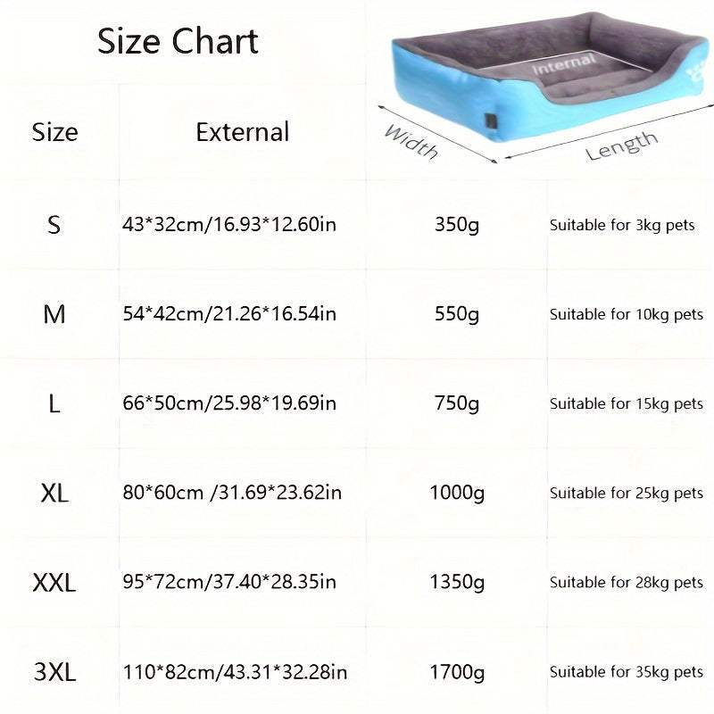 Large, Washable Dog Bed with Paw Print Design - Plush, Rectangular Kennel for Cats, Dogs, and Small Animals - Durable Polyester Fiber, Available in Multiple Colors, Pet Supplies|Plush Dog Bed|Durable Kennel