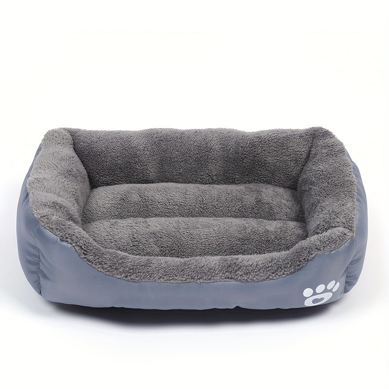 Large, Washable Dog Bed with Paw Print Design - Plush, Rectangular Kennel for Cats, Dogs, and Small Animals - Durable Polyester Fiber, Available in Multiple Colors, Pet Supplies|Plush Dog Bed|Durable Kennel