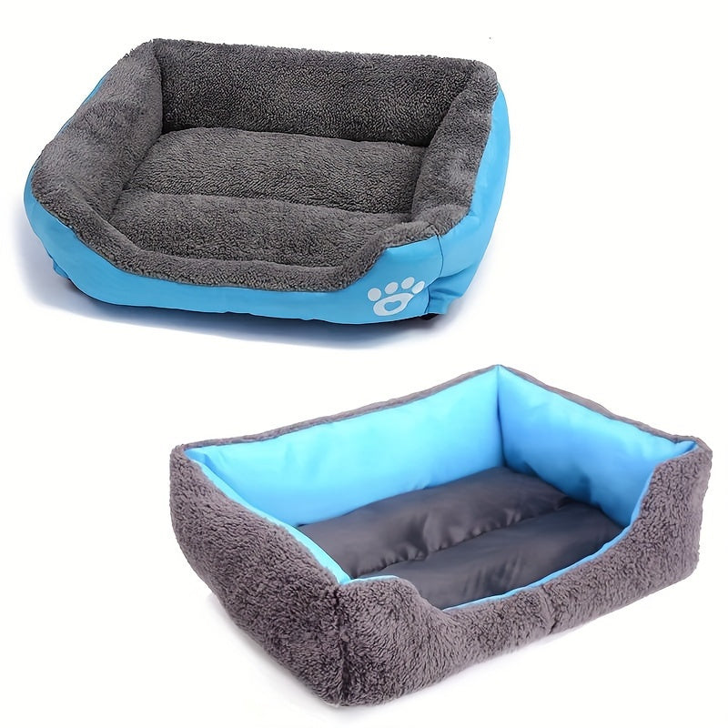 Large, Washable Dog Bed with Paw Print Design - Plush, Rectangular Kennel for Cats, Dogs, and Small Animals - Durable Polyester Fiber, Available in Multiple Colors, Pet Supplies|Plush Dog Bed|Durable Kennel