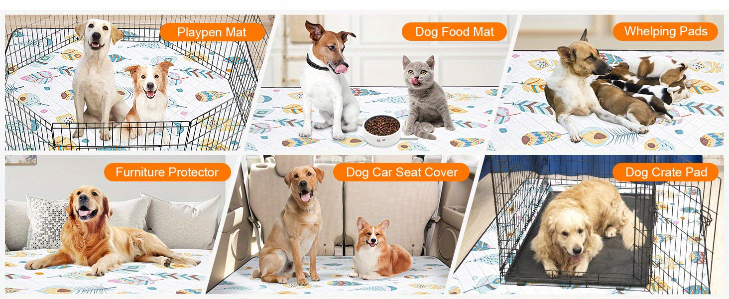 2 Pack Washable Pee Pads For Dogs, Ultra-Absorbent And Leak-Proof Whelping Pads, Non-Slip Reusable Puppy Pads, Waterproof Puppy Training Pads For Playpen, Crate, Housebreak, Bed, Pet Supplies, Machine Washable/Hand Washable