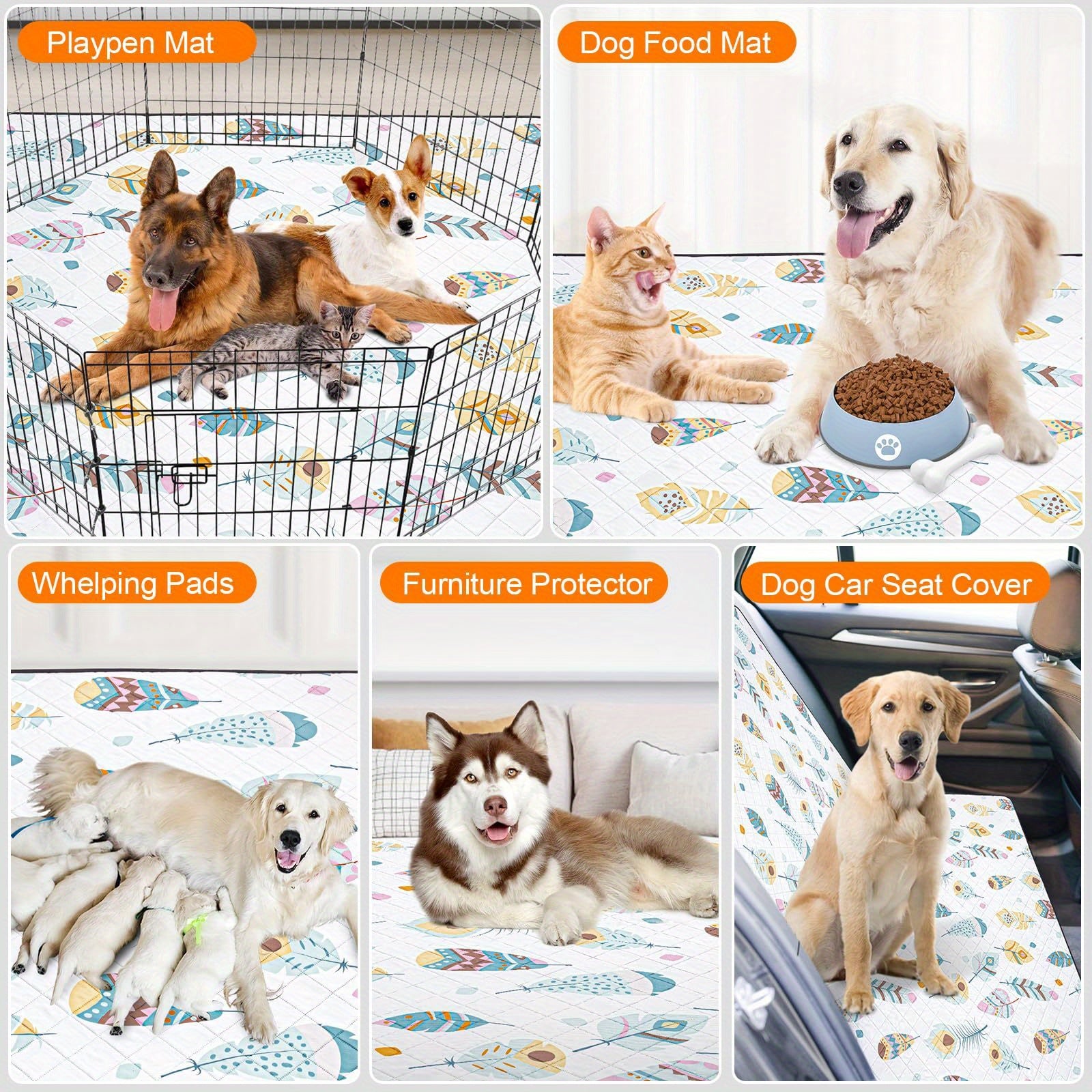 2 Pack Washable Pee Pads For Dogs, Ultra-Absorbent And Leak-Proof Whelping Pads, Non-Slip Reusable Puppy Pads, Waterproof Puppy Training Pads For Playpen, Crate, Housebreak, Bed, Pet Supplies, Machine Washable/Hand Washable