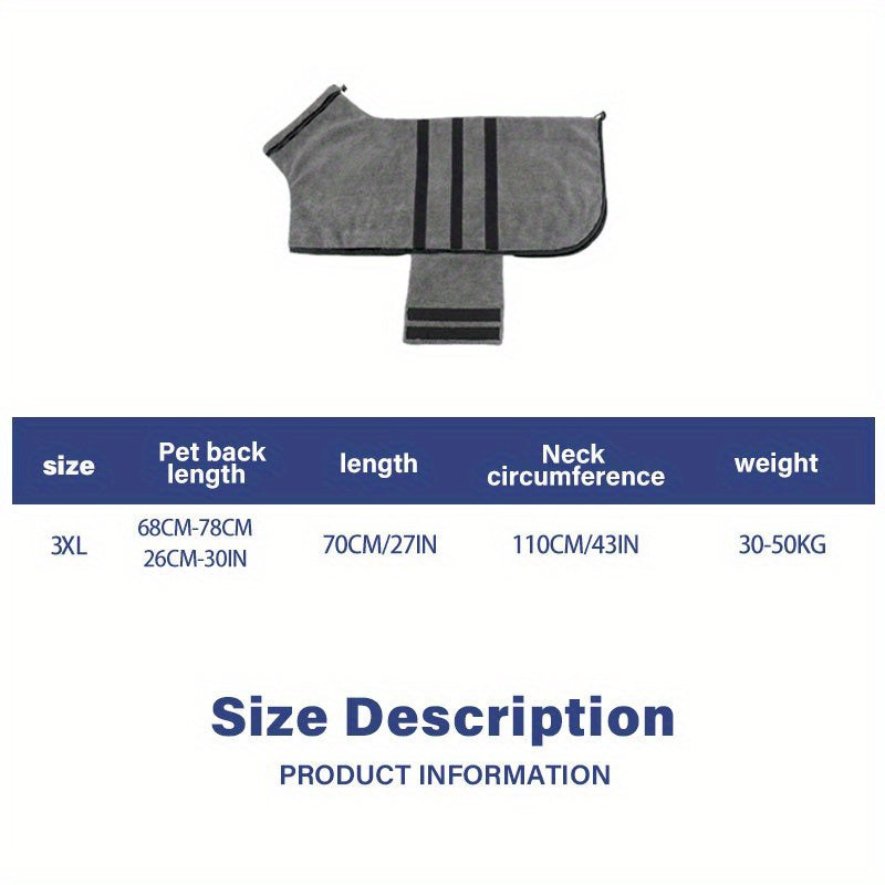 [Super Absorbent Dog Towel] Quick-Drying Super Absorbent Dog Bathrobe Towel | Thickened Polyester Fiber for All Dog Breeds, Bathing & Swimming Pet Supplies