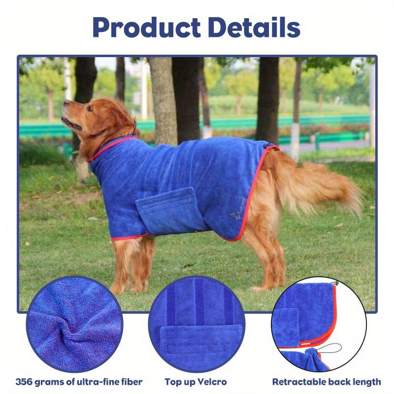 [Super Absorbent Dog Towel] Quick-Drying Super Absorbent Dog Bathrobe Towel | Thickened Polyester Fiber for All Dog Breeds, Bathing & Swimming Pet Supplies