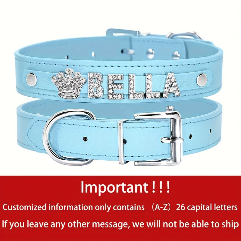 Customizable Dog Collar with Shiny Heart & Star Ornaments, PU Leather, Adjustable Head & Buckle Closure, Pet Supplies for Small, Medium, Large Dogs