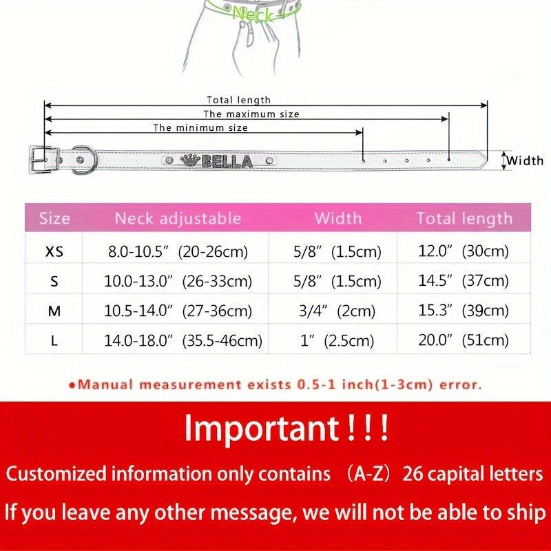 Customizable Dog Collar with Shiny Heart & Star Ornaments, PU Leather, Adjustable Head & Buckle Closure, Pet Supplies for Small, Medium, Large Dogs