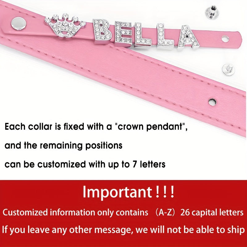 Customizable Dog Collar with Shiny Heart & Star Ornaments, PU Leather, Adjustable Head & Buckle Closure, Pet Supplies for Small, Medium, Large Dogs