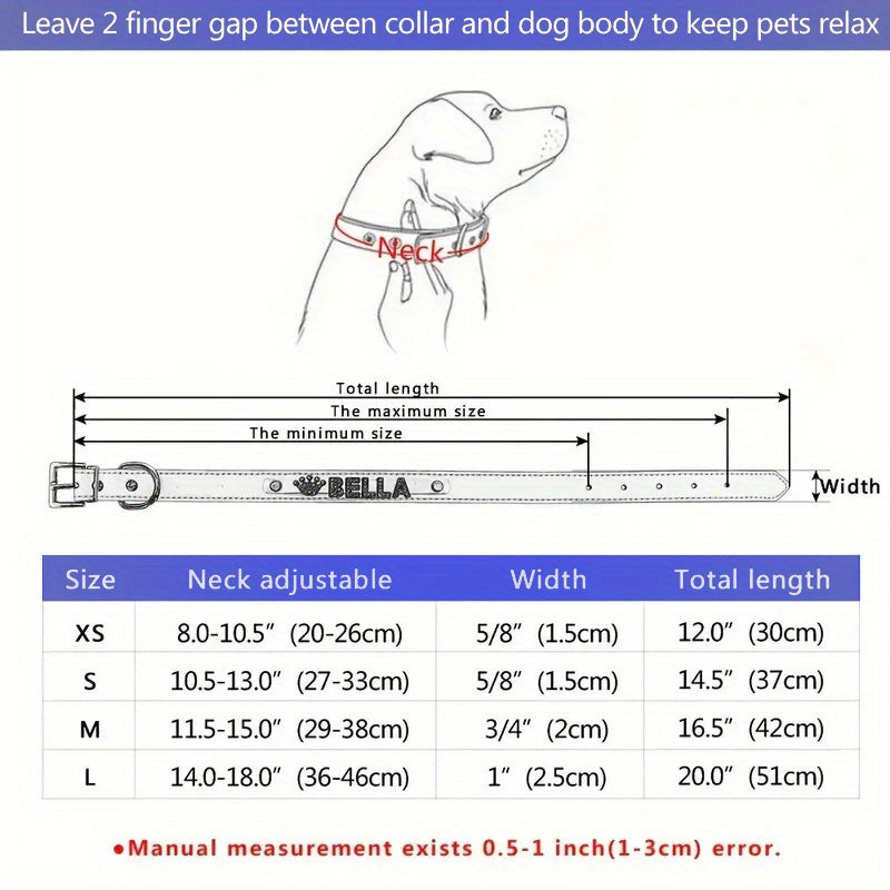 Customizable Dog Collar with Shiny Heart & Star Ornaments, PU Leather, Adjustable Head & Buckle Closure, Pet Supplies for Small, Medium, Large Dogs