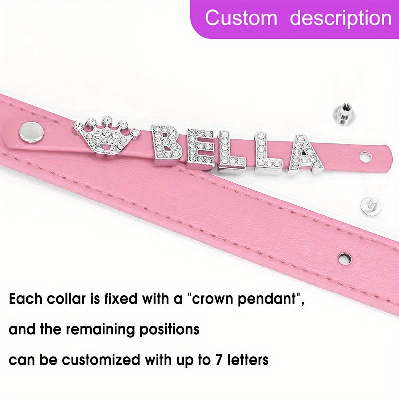 Customizable Dog Collar with Shiny Heart & Star Ornaments, PU Leather, Adjustable Head & Buckle Closure, Pet Supplies for Small, Medium, Large Dogs