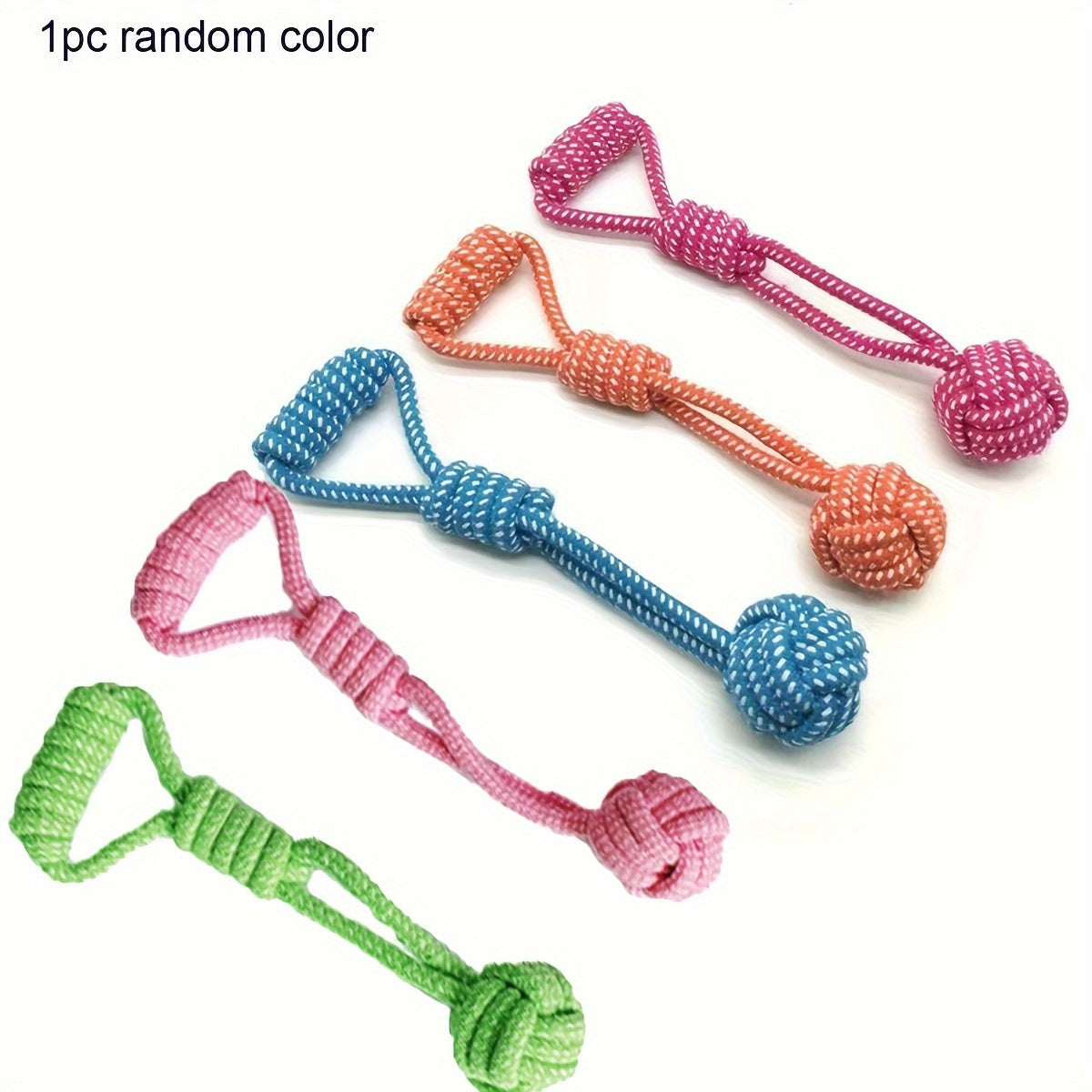 1pc Durable Dog Rope Toy with Ball, All-Breed Chew and Tug Plaything, Random Color Selection, Polyester Blend, Pet Supplies for Dogs