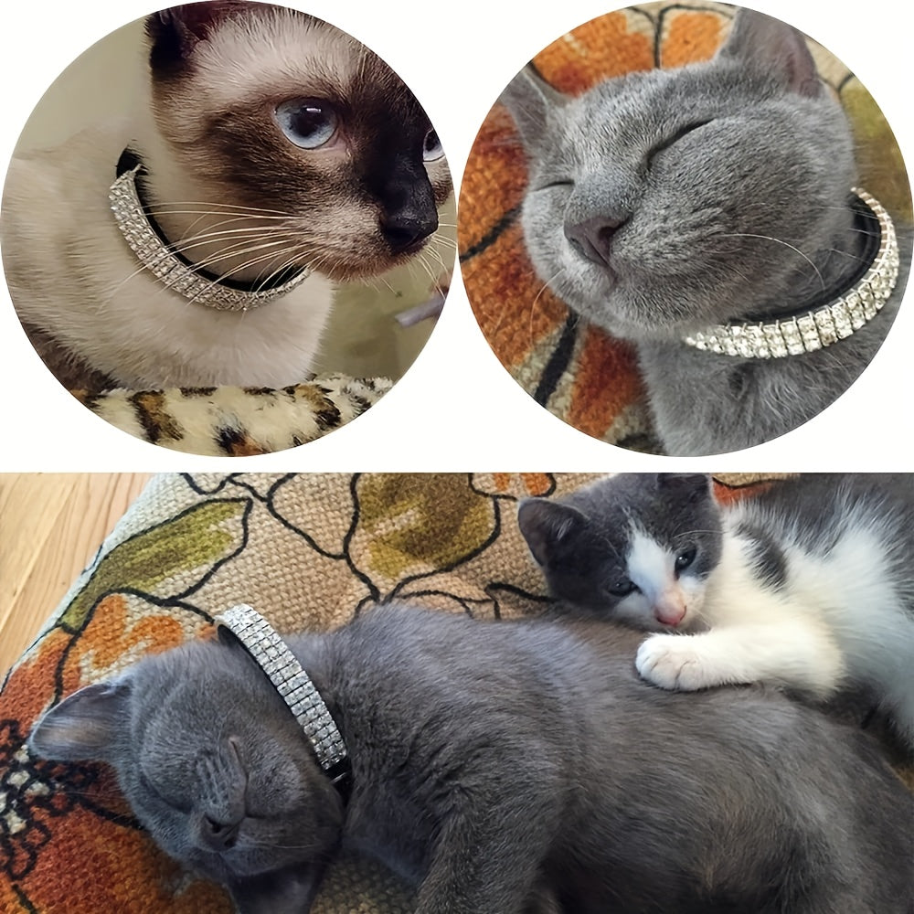 Soft Velvet Cat Collar - Jewelry Turn Drill & Bell, Shiny Neck Collar, Adjustable & Safe Pet Supplies