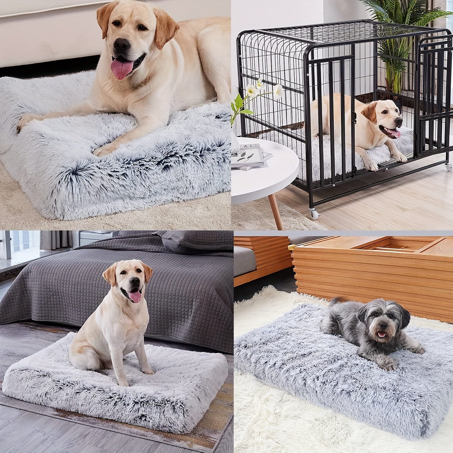 1pc Plush Rectangular Dog Bed, Plush Non-slip Square Dog Bed Cat Mat Pet Bed, Deep Sleep Cat Sofa Dog Sofa Cat Bed Dog Bed Pet Supplies Non-slip Mattress for Large, Medium and Small Dogs and Cats - Comfortable, Dog Mat, Cat M