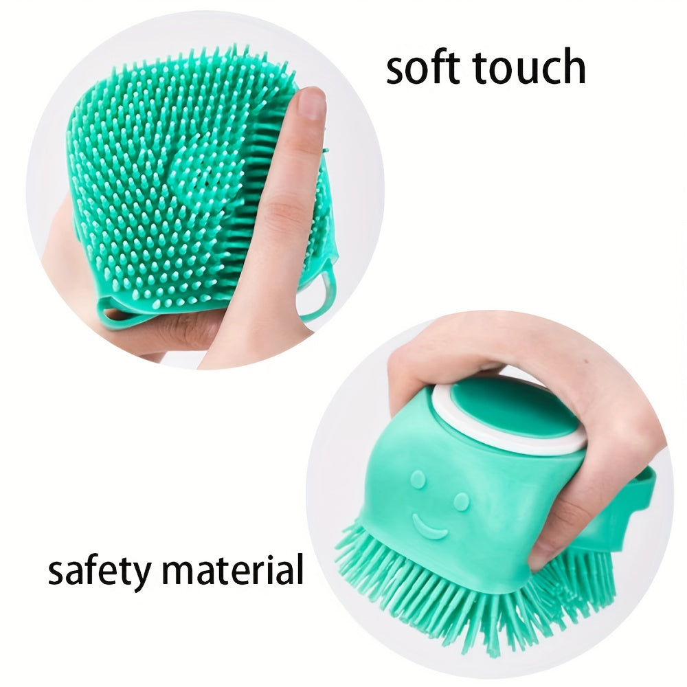 2pcs Silicone Sponge For Bath, Soft Safety Silicone, Rubber Bristle Material, with Shampoo Dispenser Soap Brush, for Dog Wash, Puppy, Cat, Pet Kitten, Bath Massage Gloves Brush, Pet Supplies