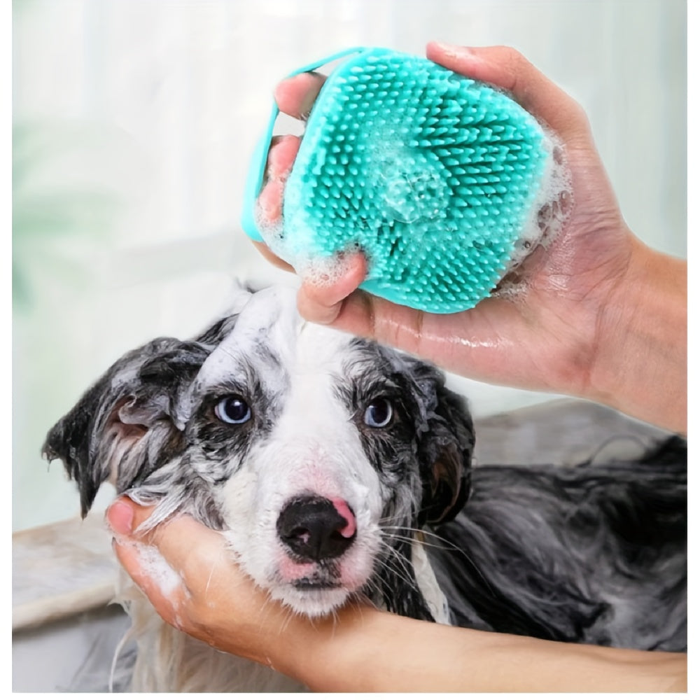 2pcs Silicone Sponge For Bath, Soft Safety Silicone, Rubber Bristle Material, with Shampoo Dispenser Soap Brush, for Dog Wash, Puppy, Cat, Pet Kitten, Bath Massage Gloves Brush, Pet Supplies