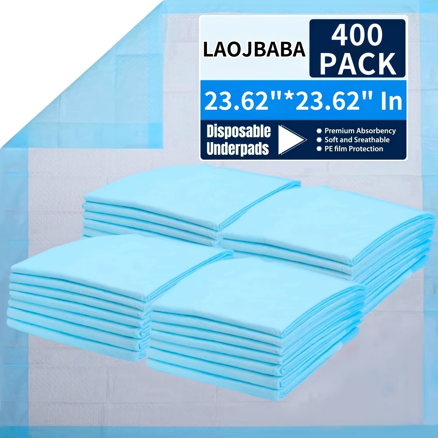 400-100pcs 24" X 24" Extra Large Super Absorbent Dog Urine Pad - Leak-proof, Odor-proof, Disposable Pet Urine Pad, Convenient For Training And Accidents - Perfect For Dogs, Puppies, Cats, Different Pet Urine Pads, Pet Supplie