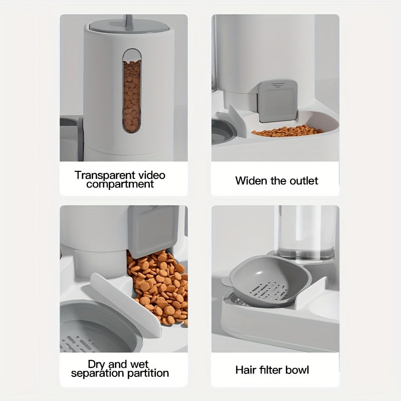 New 1pc Cat Two-in-One Automatic Feeder and Waterer, Pet Bowl Dog Basin Universal Pet Supplies