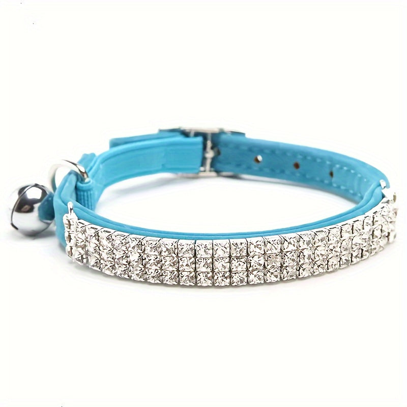 Soft Velvet Cat Collar - Jewelry Turn Drill & Bell, Shiny Neck Collar, Adjustable & Safe Pet Supplies