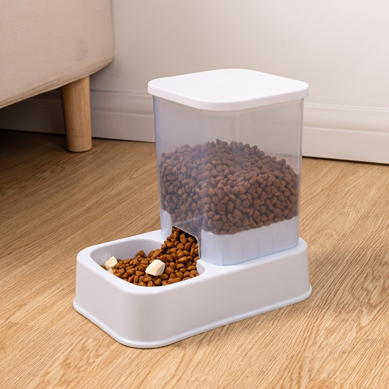 1set Automatic Pet Feeder and Water Dispenser Set, Plastic Cat Bowl and Dog Bowl, Self-Drinking and Feeding System for Cats, Durable Pet Supplies for Target Species Cat