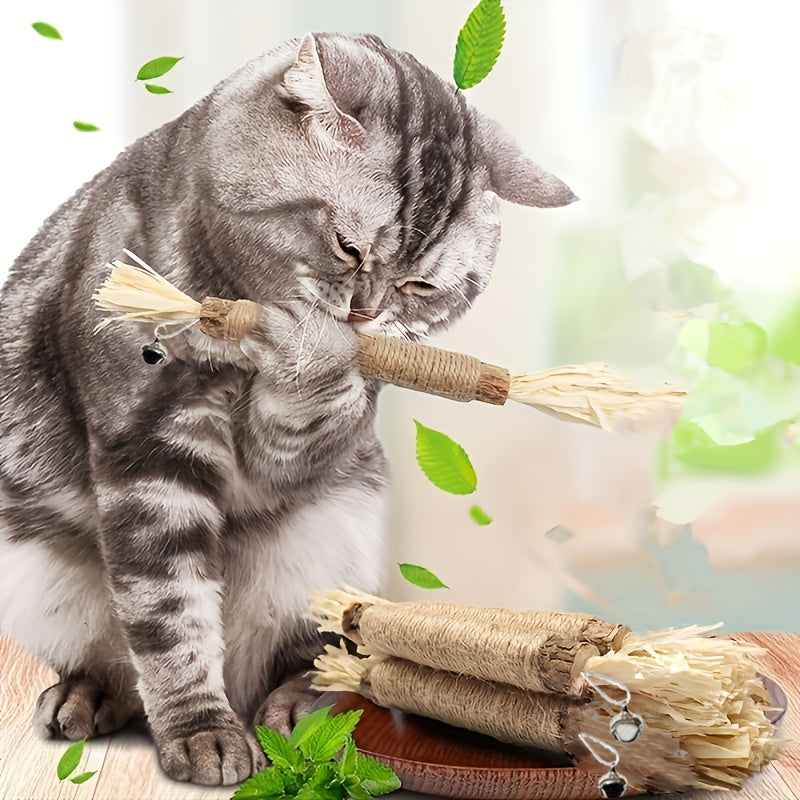 Natural Silvervine 4pcs Durable Chew Toys - Matatabi Dental Care Teeth Cleaning Play Set for Kittens And Cats - Pet Supplies