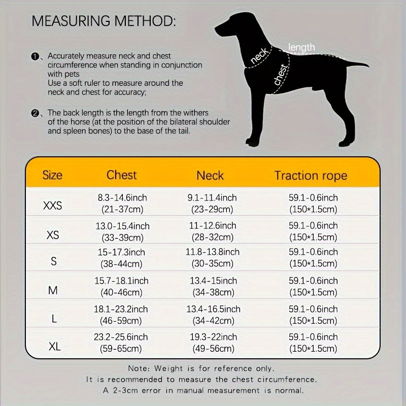 Breathable HP378 Pet Harness, Polyester Dog Vest with Durable Chest Back Strap, Adjustable Fit, Hand Wash Only, Comfortable Pet Supplies for Dog Walking