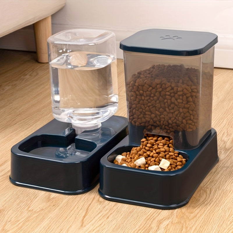 1set Automatic Pet Feeder and Water Dispenser Set, Plastic Cat Bowl and Dog Bowl, Self-Drinking and Feeding System for Cats, Durable Pet Supplies for Target Species Cat