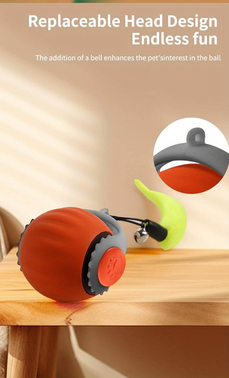 Electric Cat Toy Gravity Bouncing Ball with Synthetic Fiber Feathers, a Self-Entertaining Smart Rolling Ball for Cats, Pet Supplies.