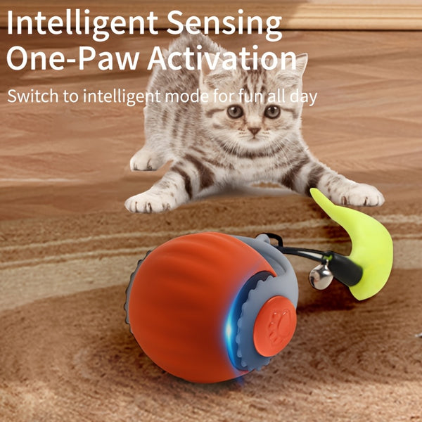 Electric Cat Toy Gravity Bouncing Ball with Synthetic Fiber Feathers, a Self-Entertaining Smart Rolling Ball for Cats, Pet Supplies.