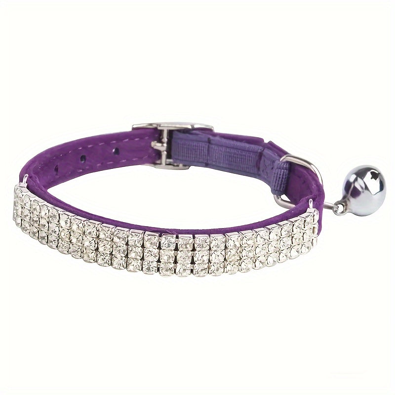 Soft Velvet Cat Collar - Jewelry Turn Drill & Bell, Shiny Neck Collar, Adjustable & Safe Pet Supplies
