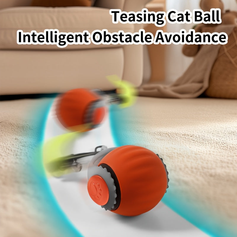 Electric Cat Toy Gravity Bouncing Ball with Synthetic Fiber Feathers, a Self-Entertaining Smart Rolling Ball for Cats, Pet Supplies.