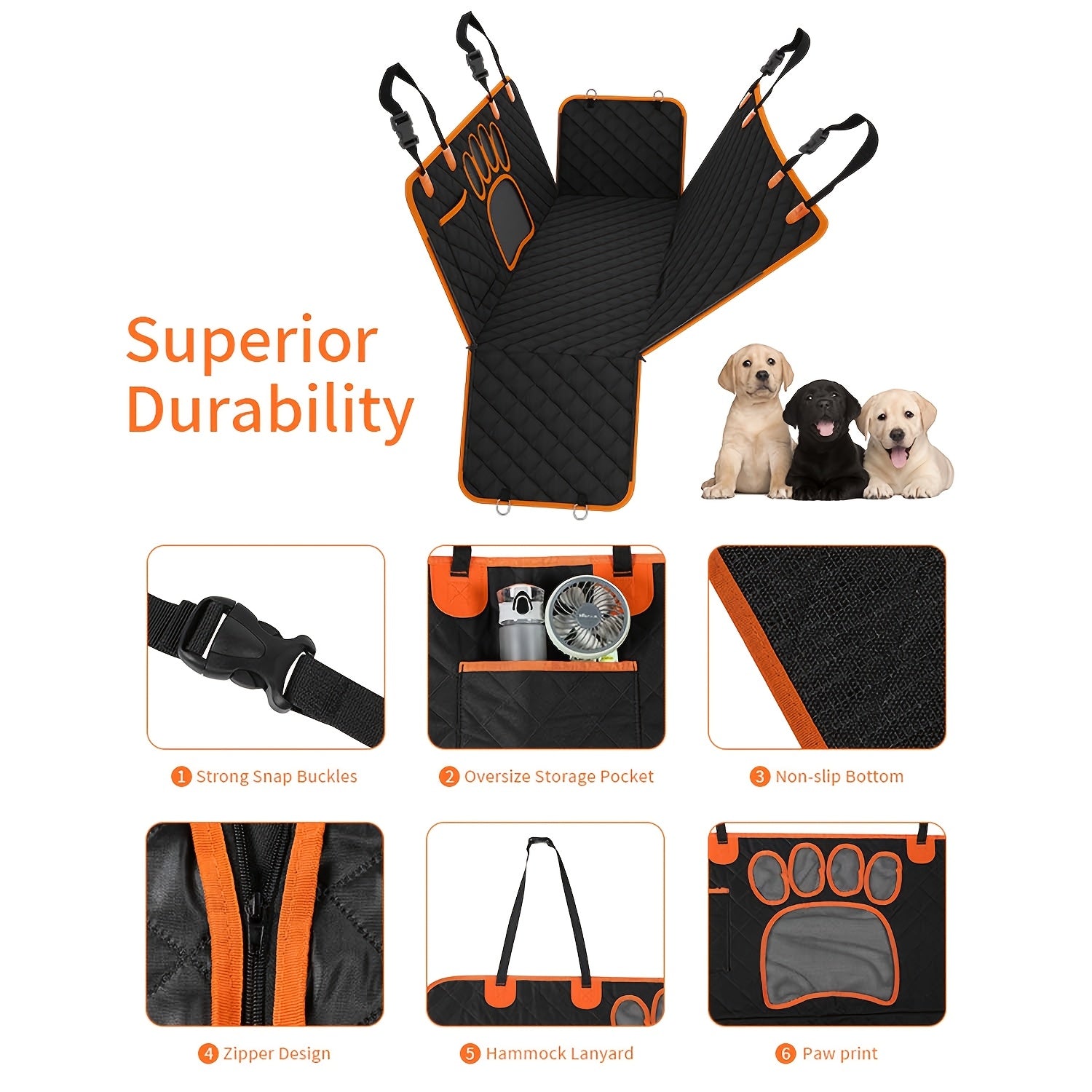 Heavy Duty Pet Dog Seat Cover Hammock - Scratch Resistant, Slip Durable, Soft, Waterproof, and Anti-Slip - Rear Seat Cover for Cars, Trucks, and SUVs with Open Net Design and Trunk Wear Resistant Pet Supplies Auto