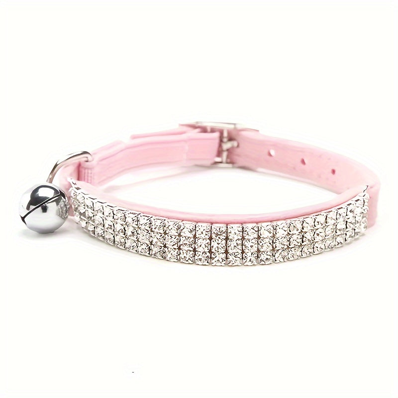 Soft Velvet Cat Collar - Jewelry Turn Drill & Bell, Shiny Neck Collar, Adjustable & Safe Pet Supplies
