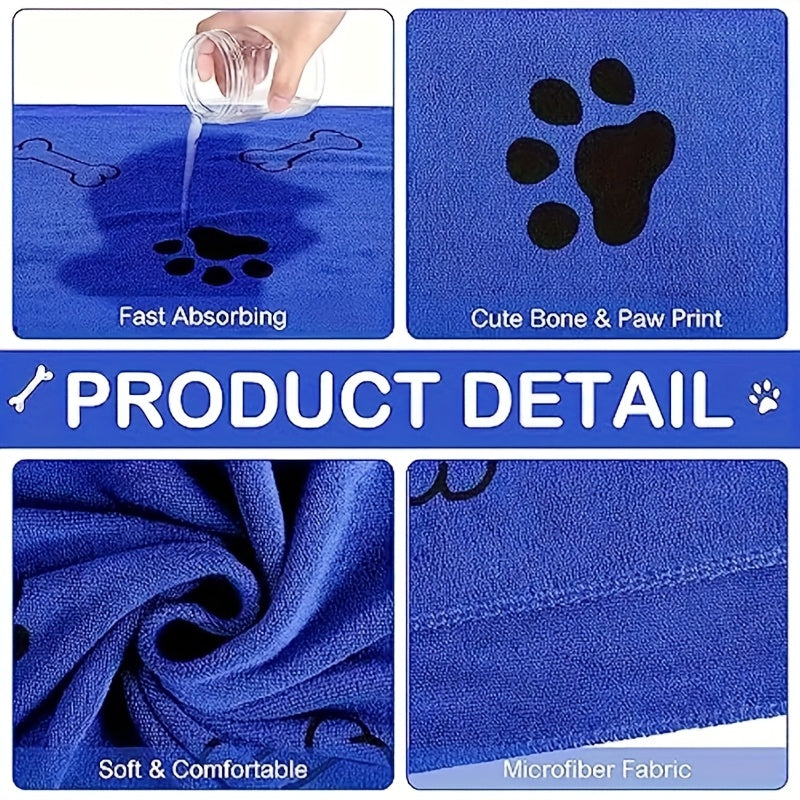 [Quick Drying] One Pet Bath Towel | Quick Drying | Absorbent | Dog Cat Bathing | Large | Soft | Pet Store Gift | Pet Supplies