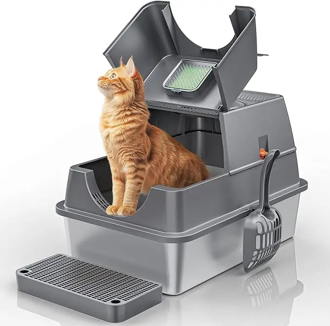 Aoktech Portable Cat Toilet Huge Cat Litter Scoop Litter Box Easy Clean Feature 20L Inner Space Made Sand PP Kitty Pet Supplies