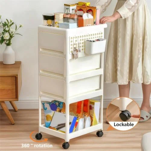 Material Storage Cart Durable Safe for Bedroom Living Room Bathroom Use for Storing Toys Pet Supplies Storage Cart