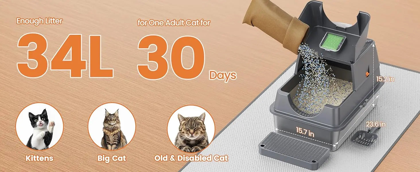 Aoktech Portable Cat Toilet Huge Cat Litter Scoop Litter Box Easy Clean Feature 20L Inner Space Made Sand PP Kitty Pet Supplies