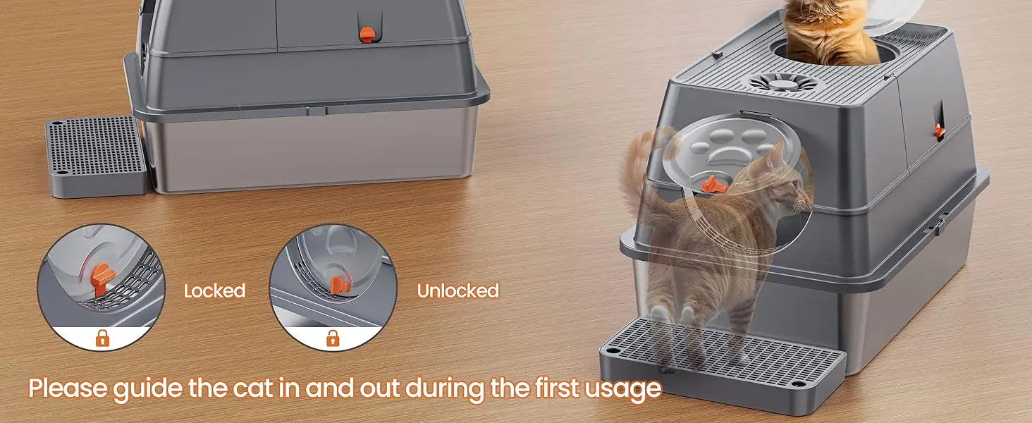 Aoktech Portable Cat Toilet Huge Cat Litter Scoop Litter Box Easy Clean Feature 20L Inner Space Made Sand PP Kitty Pet Supplies