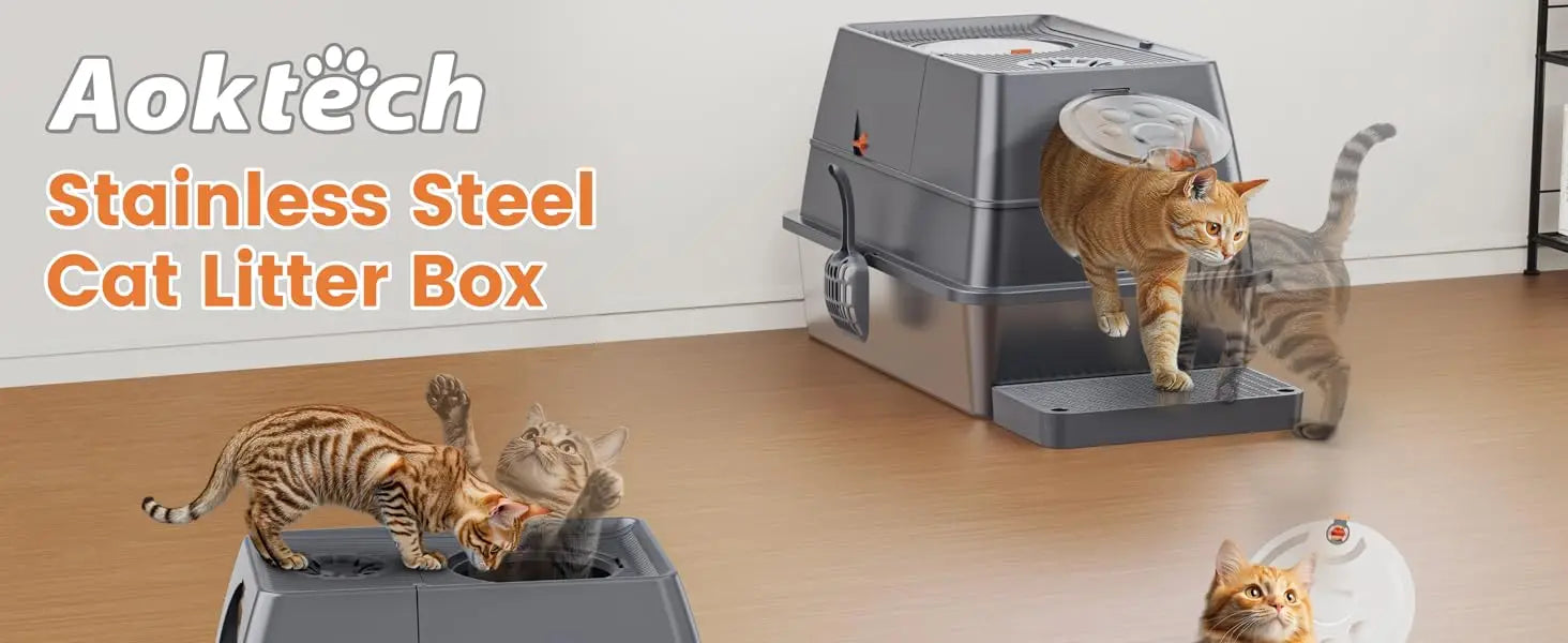 Aoktech Portable Cat Toilet Huge Cat Litter Scoop Litter Box Easy Clean Feature 20L Inner Space Made Sand PP Kitty Pet Supplies