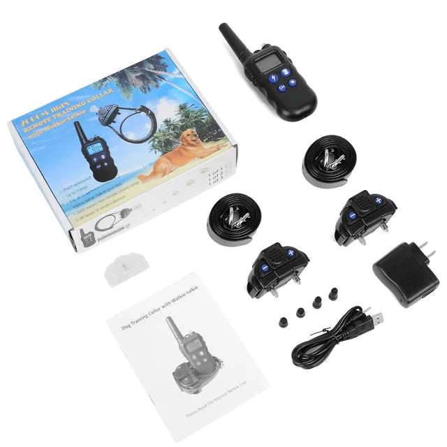 2km Dog Training Collar With Walkie-Talkie Rechargeable Dog Shock Vibration Beep Waterproof Training Collars for large small dog