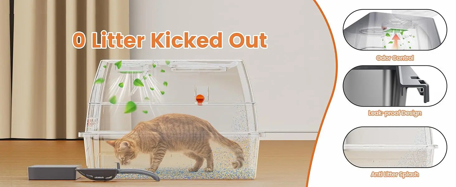 Aoktech Portable Cat Toilet Huge Cat Litter Scoop Litter Box Easy Clean Feature 20L Inner Space Made Sand PP Kitty Pet Supplies