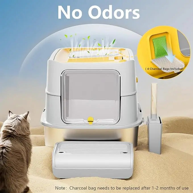Aoktech Portable Cat Toilet Huge Cat Litter Scoop Litter Box Easy Clean Feature 20L Inner Space Made Sand PP Kitty Pet Supplies