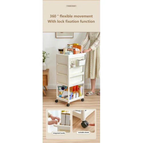 Material Storage Cart Durable Safe for Bedroom Living Room Bathroom Use for Storing Toys Pet Supplies Storage Cart