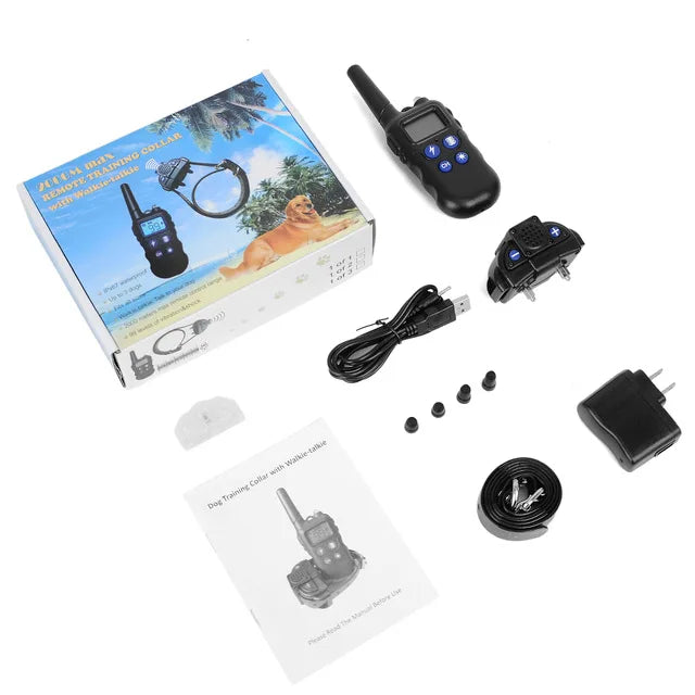 2km Dog Training Collar With Walkie-Talkie Rechargeable Dog Shock Vibration Beep Waterproof Training Collars for large small dog