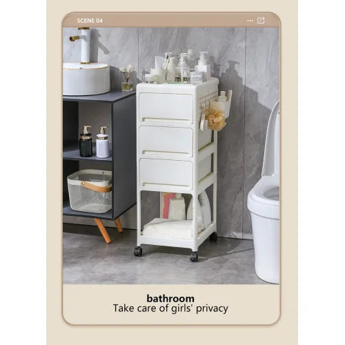 Material Storage Cart Durable Safe for Bedroom Living Room Bathroom Use for Storing Toys Pet Supplies Storage Cart